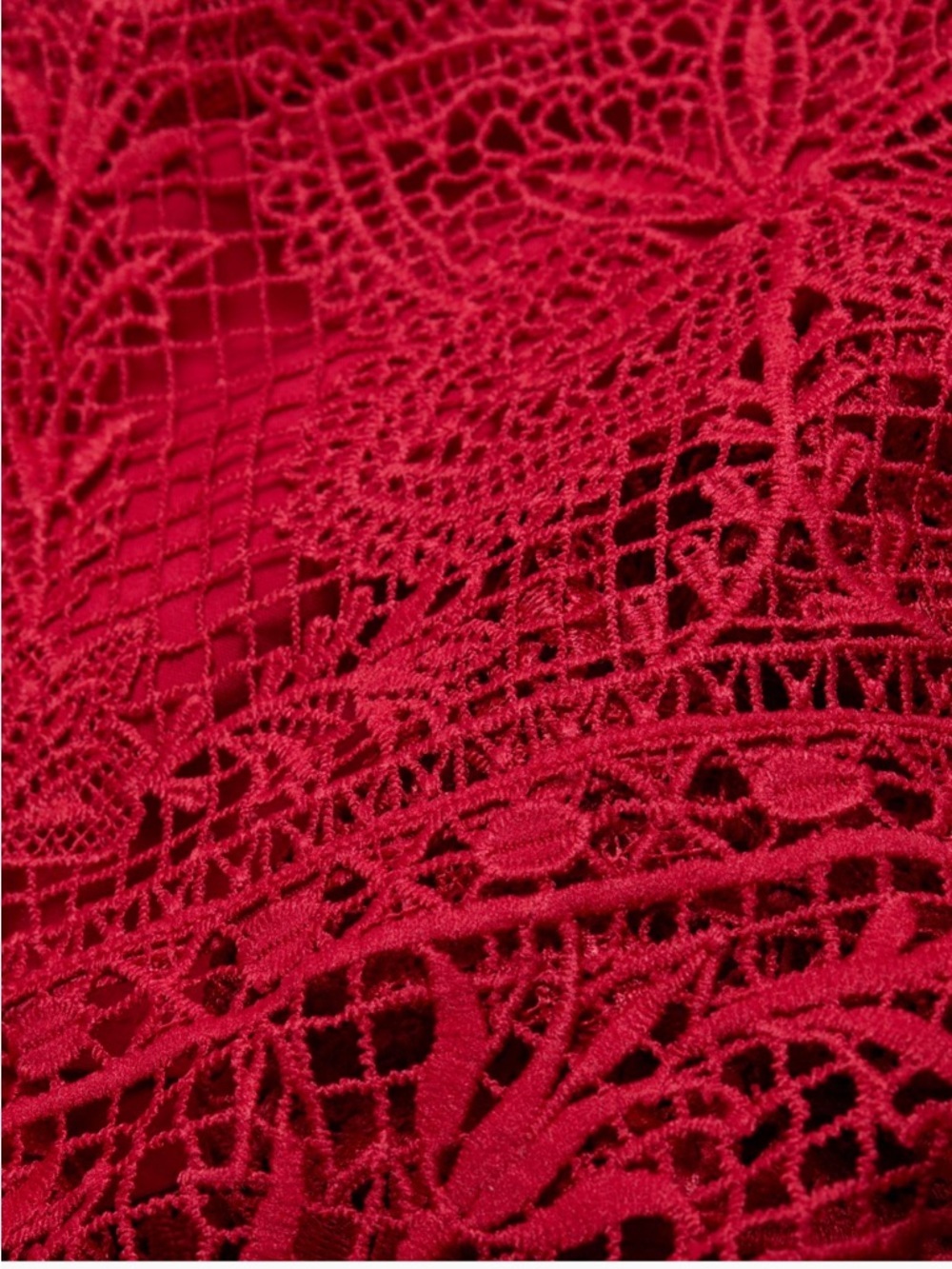 Farm Rio Red Boho Garden Guipure Lace Midi-Skirt - Picture 13 of 15